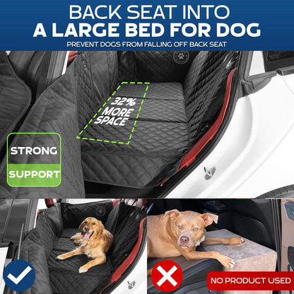 Back Seat Extender for Dogs -  Medium Size Hard Bottom Car Seat Cover for Dogs - Waterproof BackSeat Extender for Dogs - Dog Hammock for Car, Mid-size SUV, Mid-size Trucks