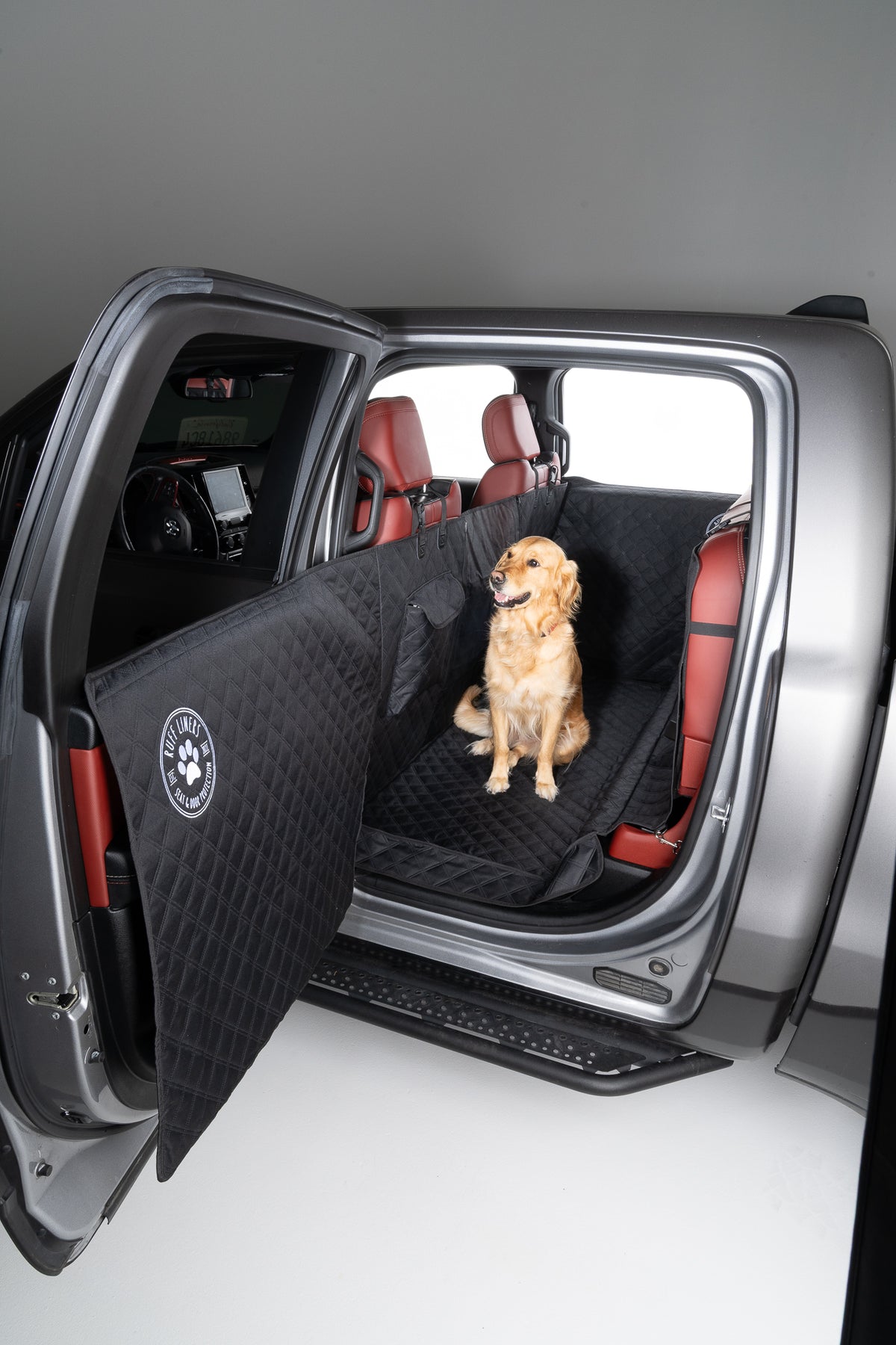 Black Ruff Liners cover with the rear door panel completely covered