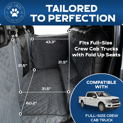 Dog Truck Seat Covers for Crew Cab Truck with Fold Up Seats -  Truck Dog Seat Cover Back Seat with Door Protection, Truck Back Seat Cover for Dogs Fits F150, Ram, Silverado, Tundra