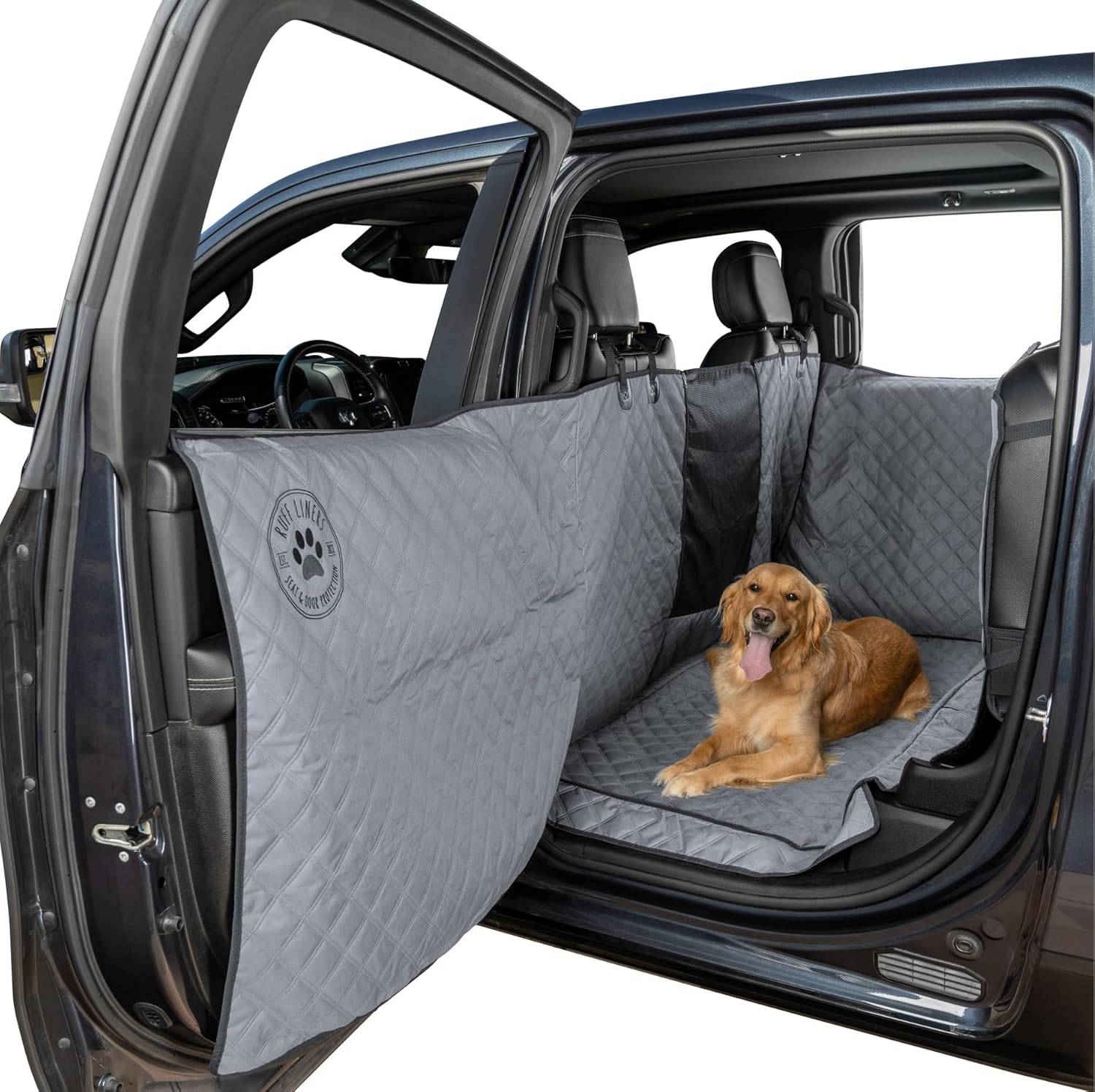 Dog Truck Seat Covers for Crew Cab Truck with Fold Up Seats Truck Dog Seat Cover Back Seat with Door Protection Truck Back Seat Cover for Dogs Fits